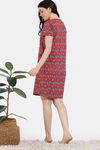 Zivame Shells Puzzle Knit Poly Knee Length Nightdress - Tomato Puree — thumbnail 4